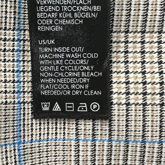 Liverpool Los Angeles Women’s Boyfriend Blazer Small Plaid Blue Beige Open Front - Picture 13 of 14